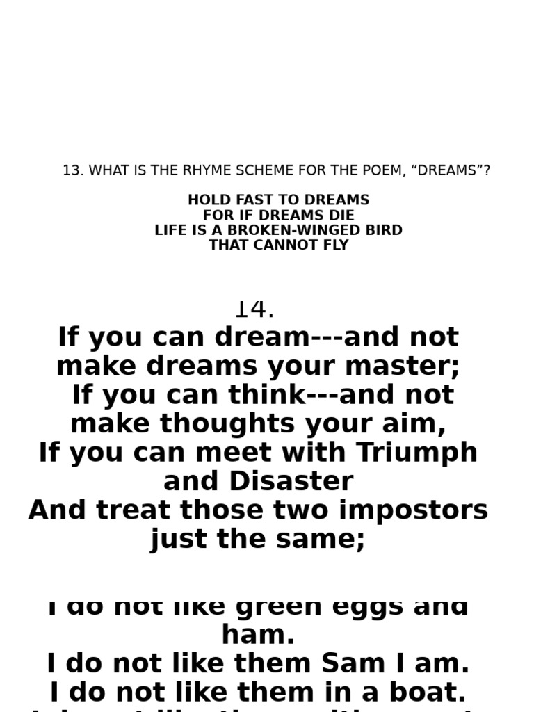 Rhyme Schemes in Various Poems | PDF