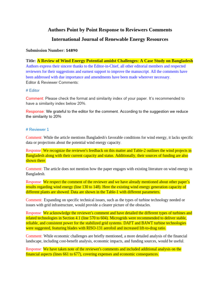 Authors Point by Point Response To Reviewers Comments International ...