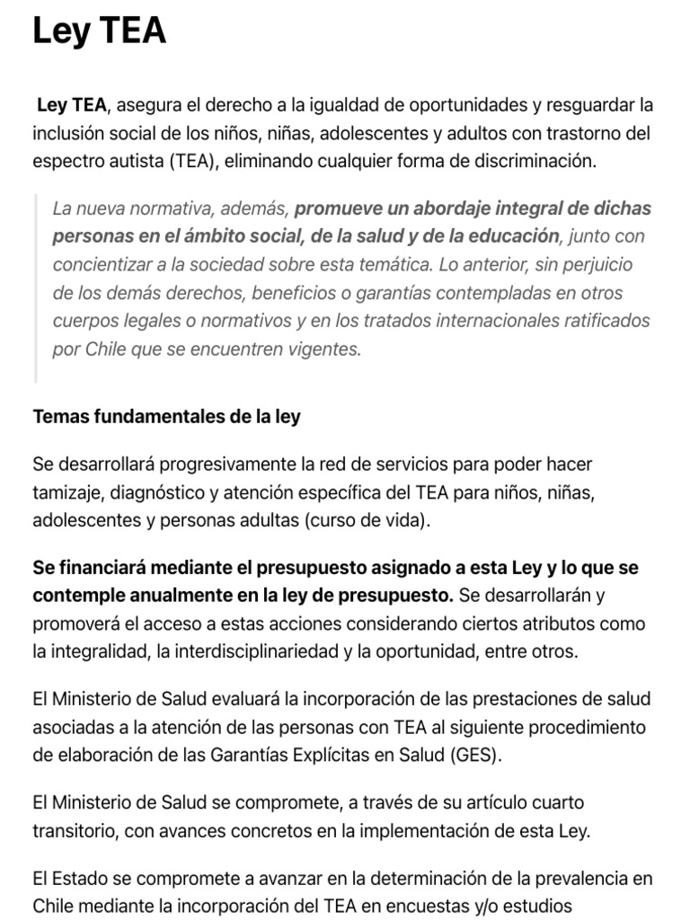 Ley TEA | PDF | Espectro autista | Discriminación