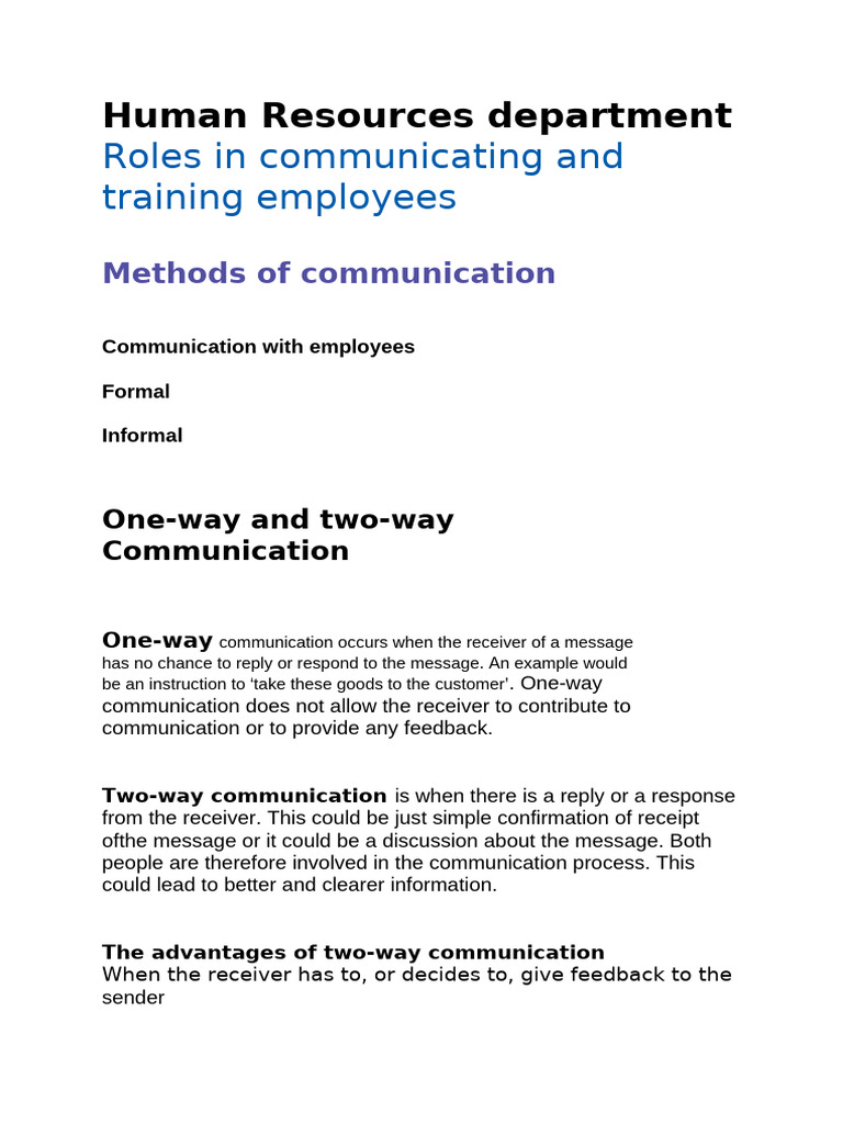 Employee Communication and Training Methods | PDF
