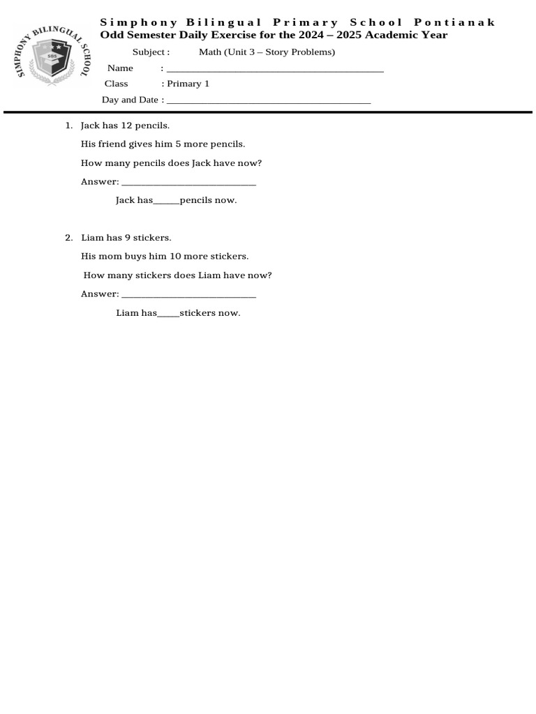 Math Story Problems for Kids | PDF