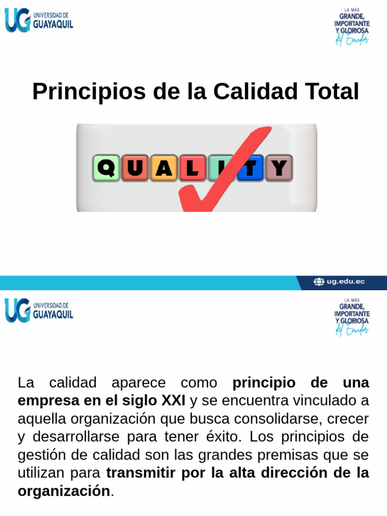 Principios de Calidad Total y Modelos | PDF | Sistema de manejo de ...
