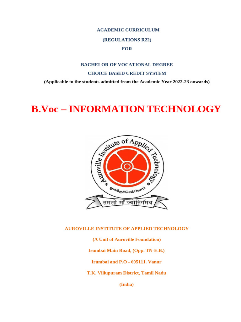 B.voc Information Technology - Final | PDF | Knowledge | Computer ...