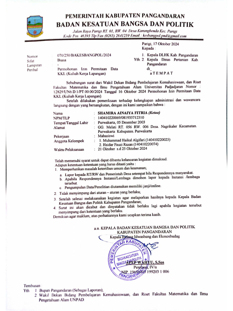 Kesbangpol - Izin Penelitian - PRPM | PDF