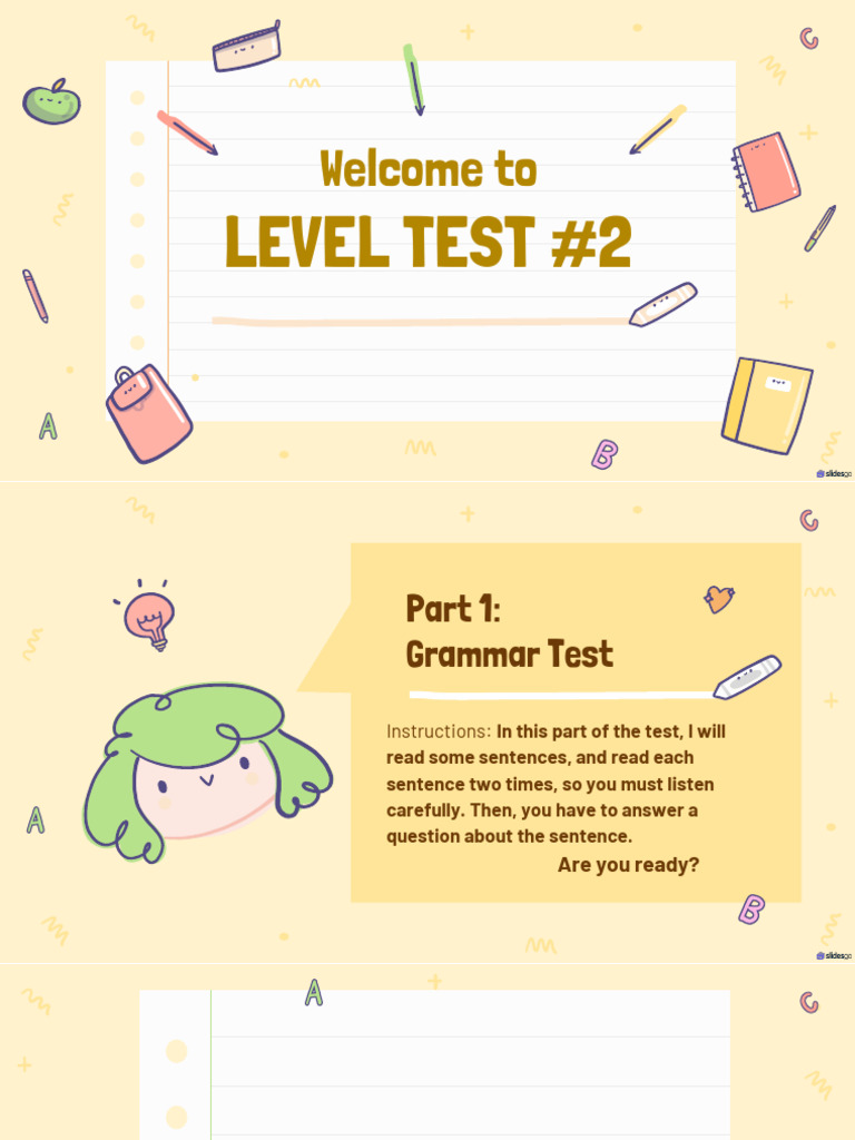 Level Test #2: Grammar and Fluency | PDF | Wellness