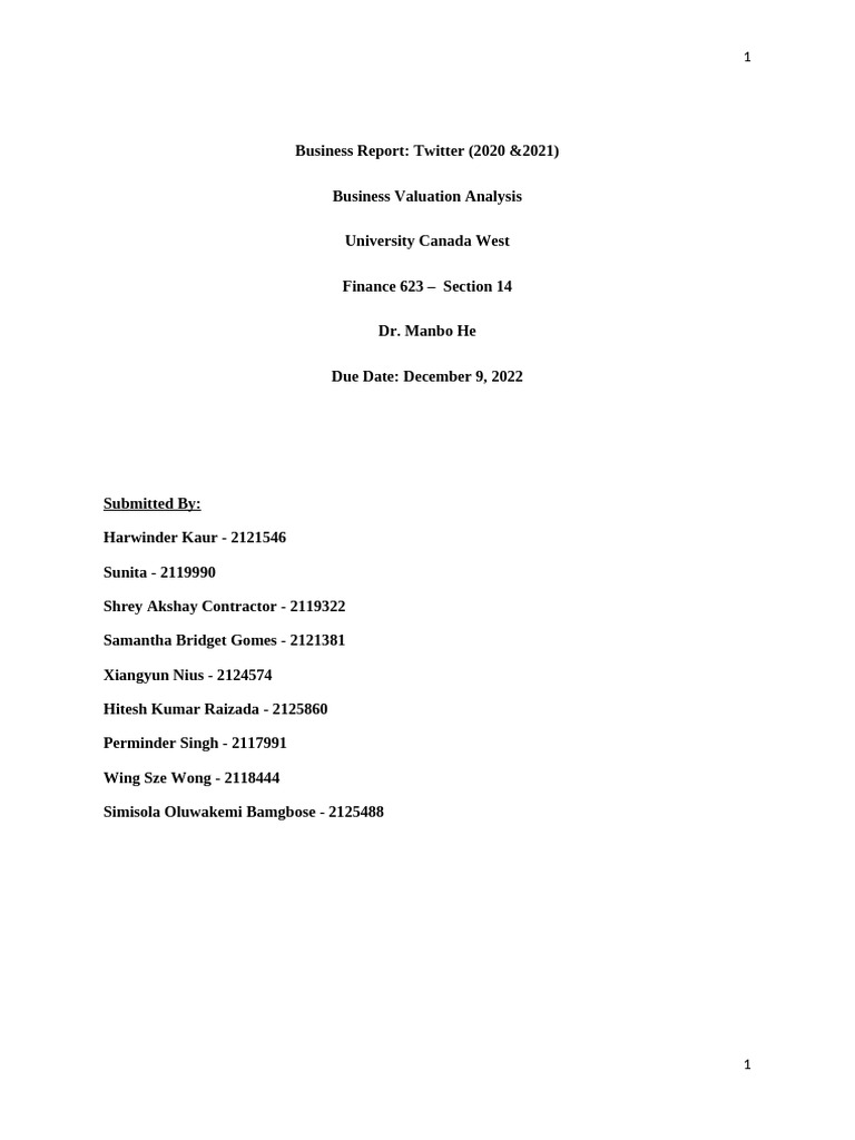 Business Report Compiled by Perminder | PDF | Goodwill (Accounting ...