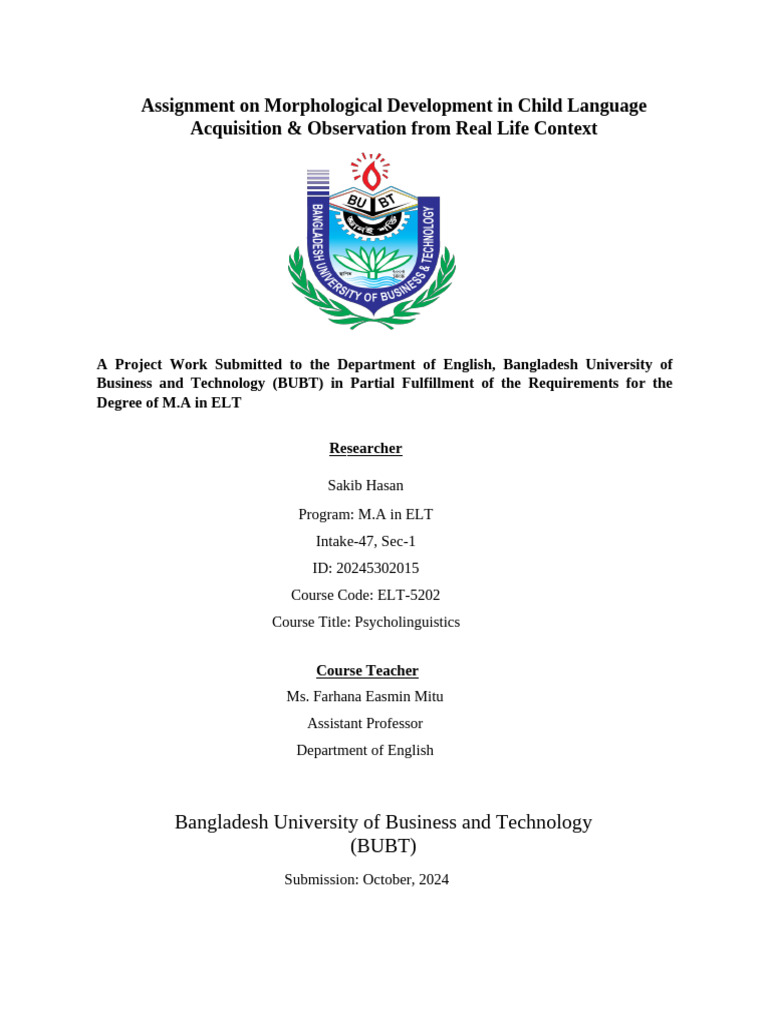 Morphological Development in Child | PDF | Morphology (Linguistics) | Word
