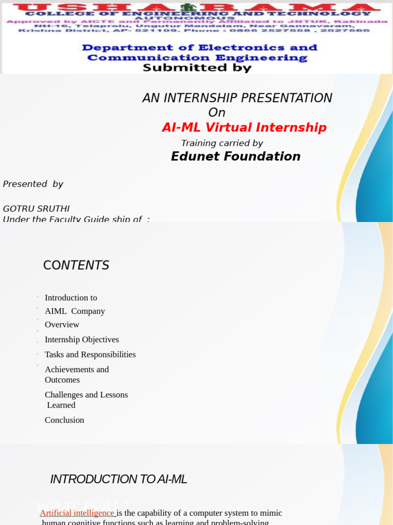 AI-ML Internship Presentation Overview | PDF | Machine Learning ...