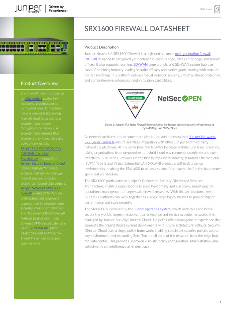 Juniper SRX1600 Firewall Overview | PDF | Virtual Private Network ...