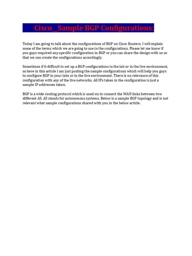 Cisco All Config Format Pdf Router Computing Internet Architecture