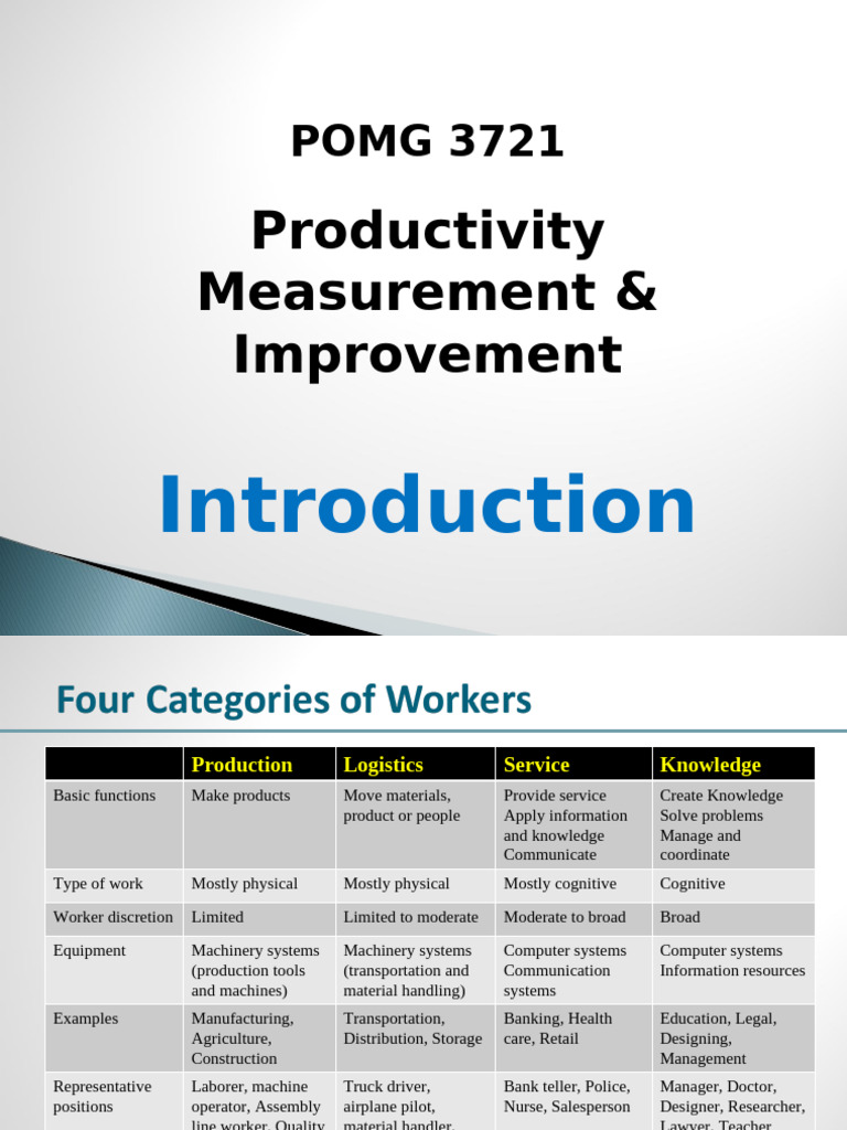 Productivity Measurement and Improvement Guide | PDF | Labour Economics ...