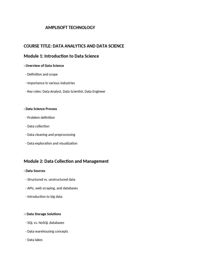 Data Analytics and Science Course Overview | PDF | Art | Computers