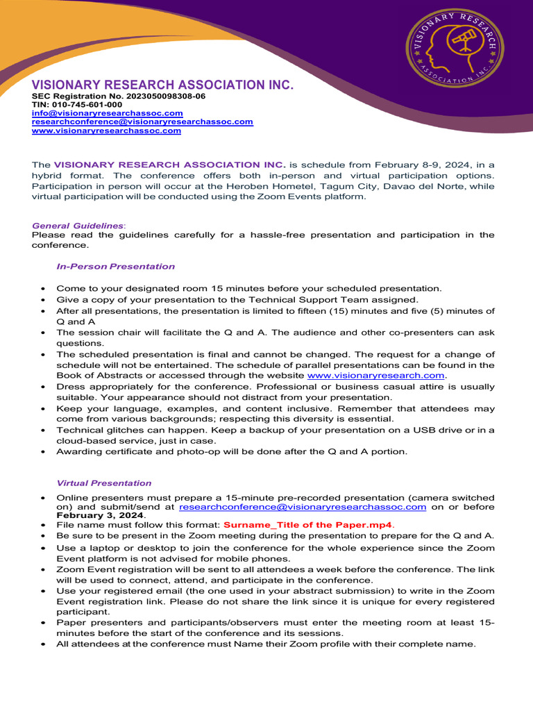 Guidelines For Presenters And Participants Pdf Computing