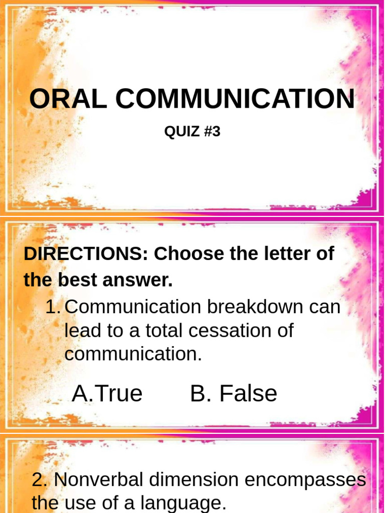 Oral Com Quiz #3 | PDF | Communication | Nonverbal Communication
