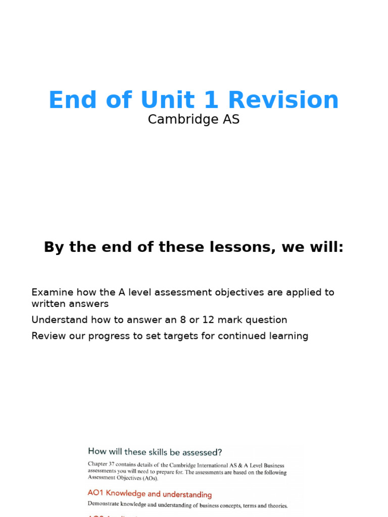 As Unit 1 Revision Week | PDF