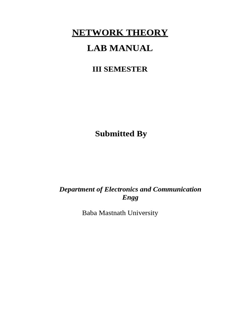 Network Theory Lab Manual for ECE | PDF | Operational Amplifier | Spice