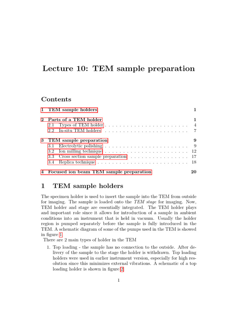 TEM Sample Preparation Techniques | PDF | Transmission Electron ...