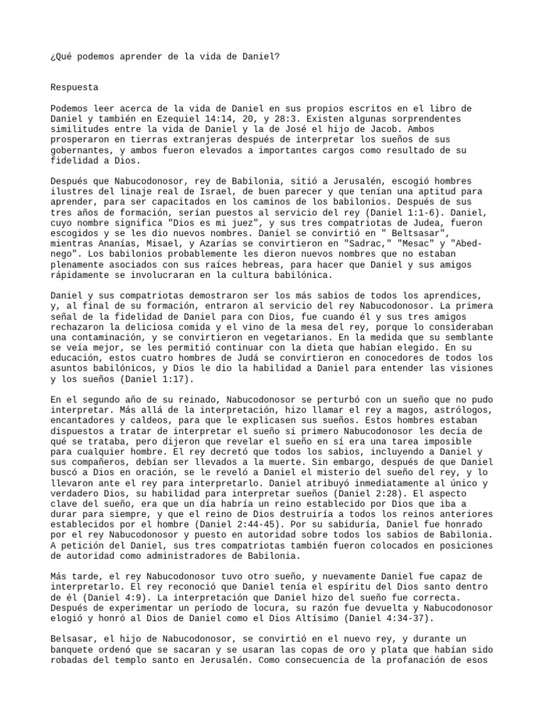 Aprender de la vida de daniel got questions pdf daniel figura