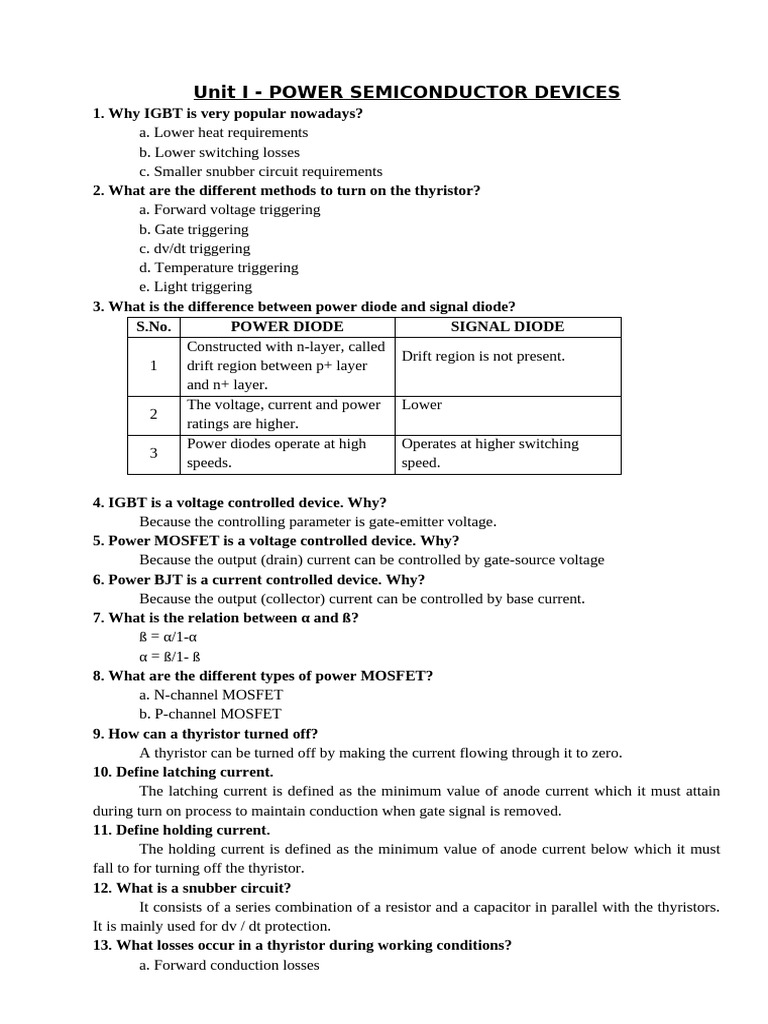 Power Electronics: Key Concepts & Q&A | PDF | Power Inverter | Rectifier