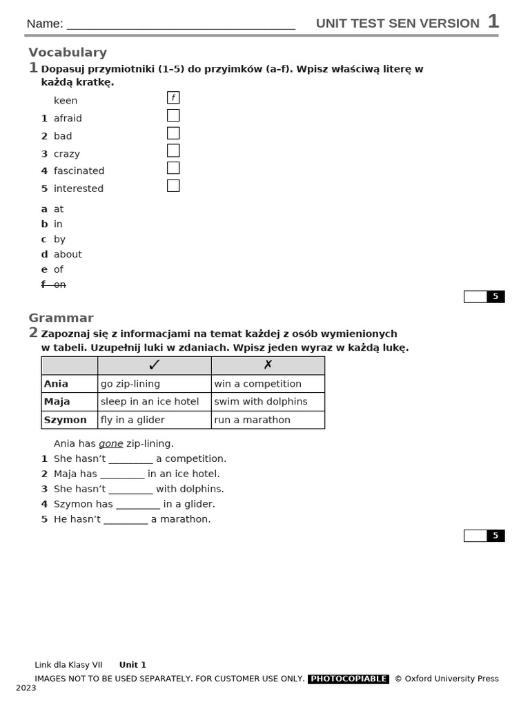 Link VII Unit 1 SEN Test | PDF | Behavioural Sciences | Mental Health