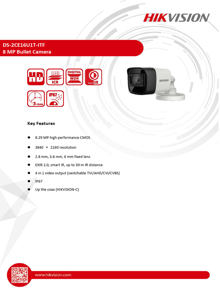 8MP Bullet Camera Specs | PDF | Camera | Camera Lens