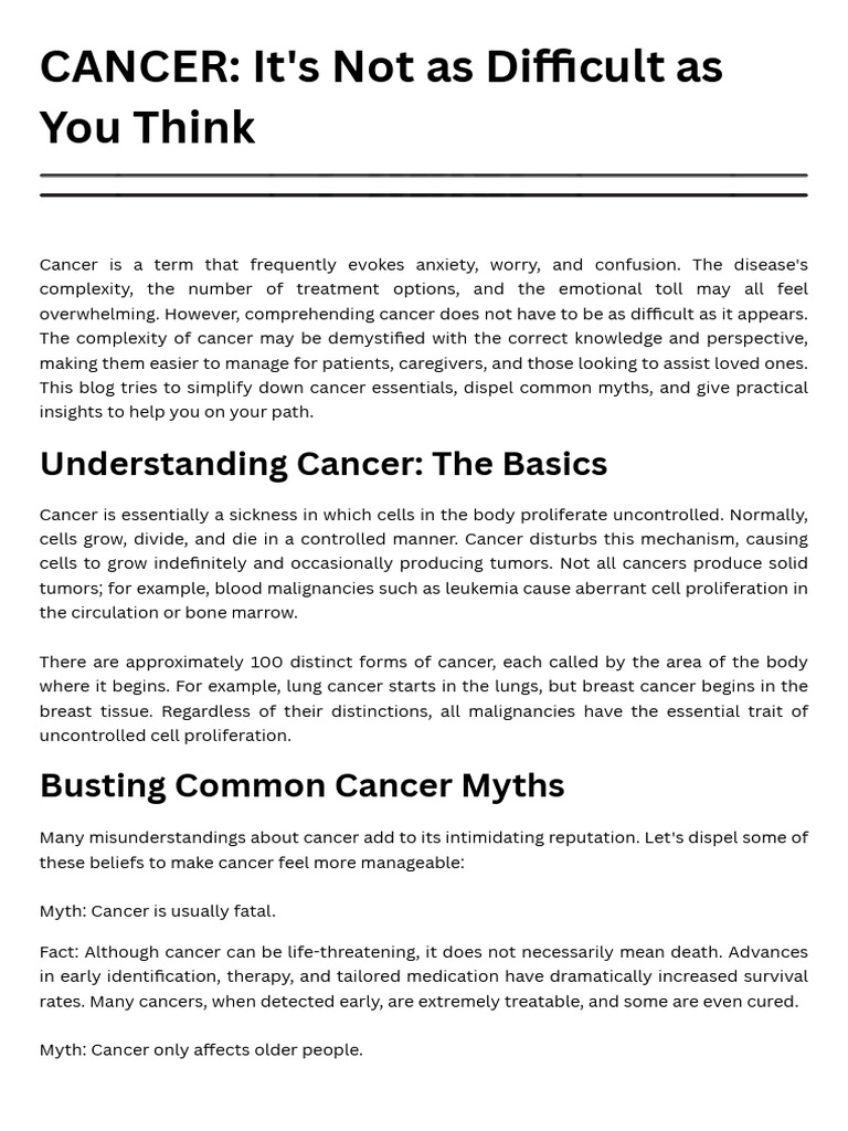 Cancer Awareness Content | PDF | Cancer | Diseases And Disorders