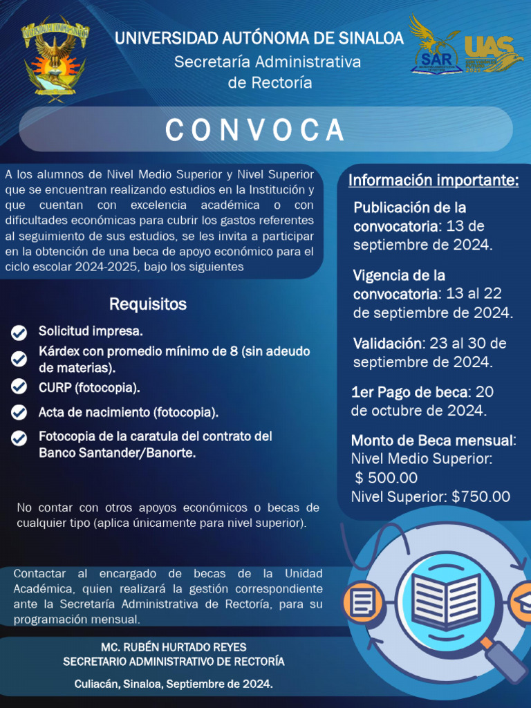 Convocatoria de Becas 2024-2025 UAS | PDF