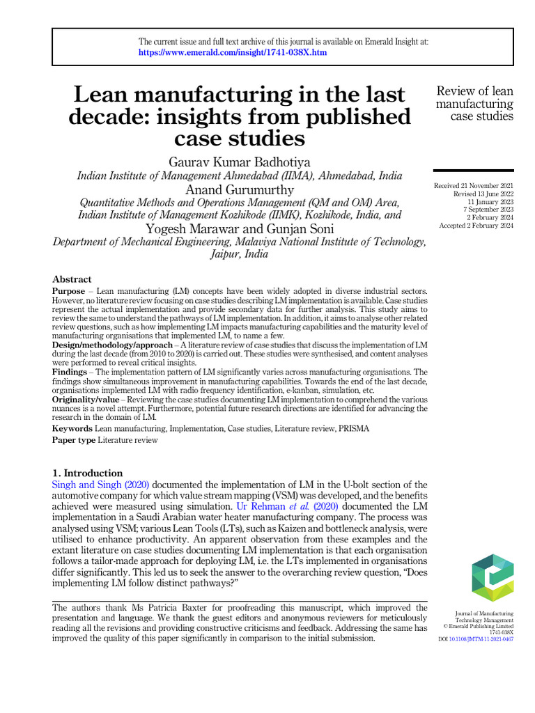 Insights on Lean Manufacturing Case Studies | PDF | Lean Manufacturing ...