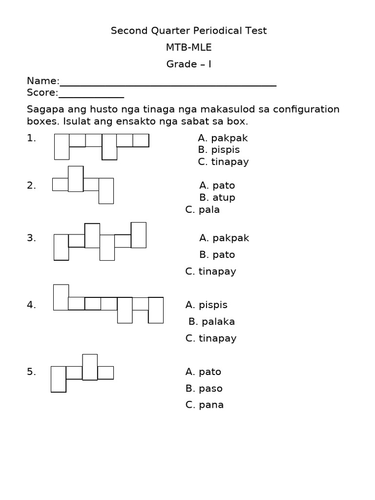 Second Quarter Periodical Test Pdf