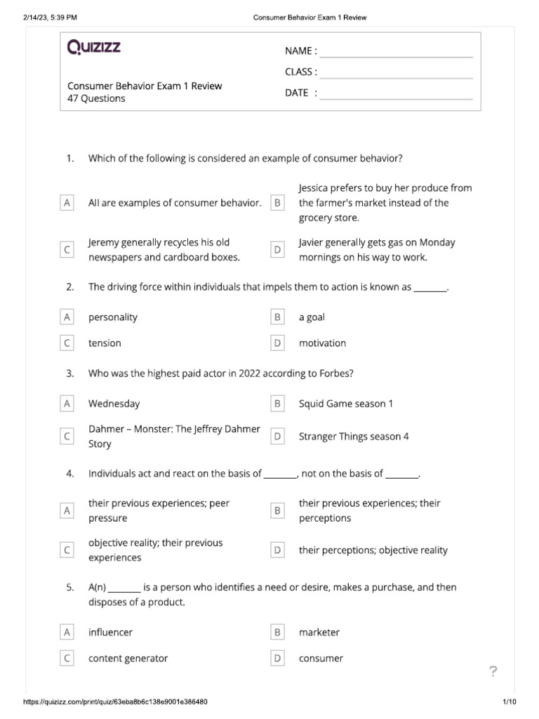Exam 1 Review With Answers | PDF