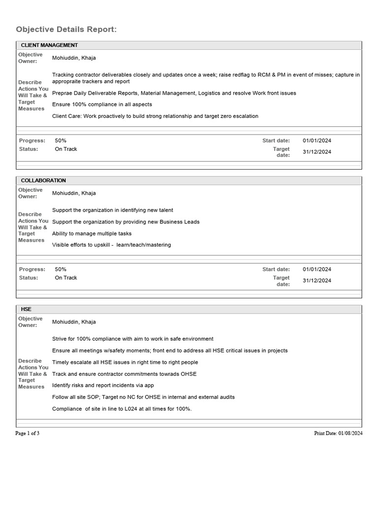 Objective Details Report 05 26 32 | PDF | Audit | Business