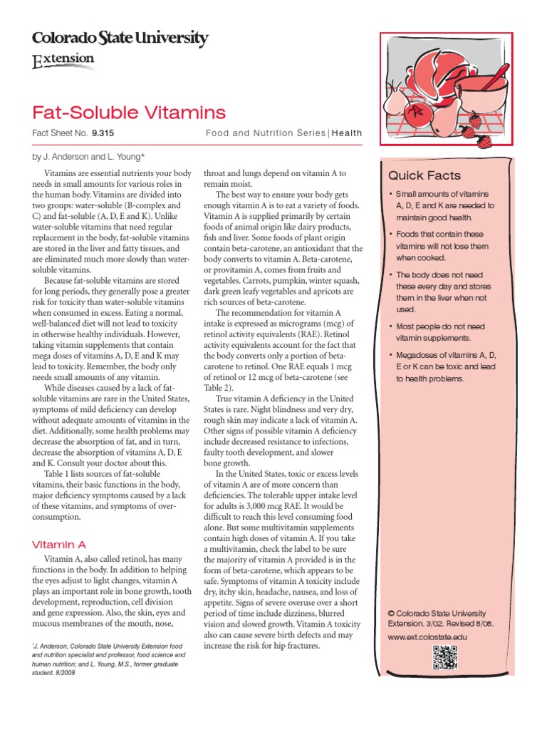 Fat Soluble Vitamin C PDF Vitamin D Vitamin A