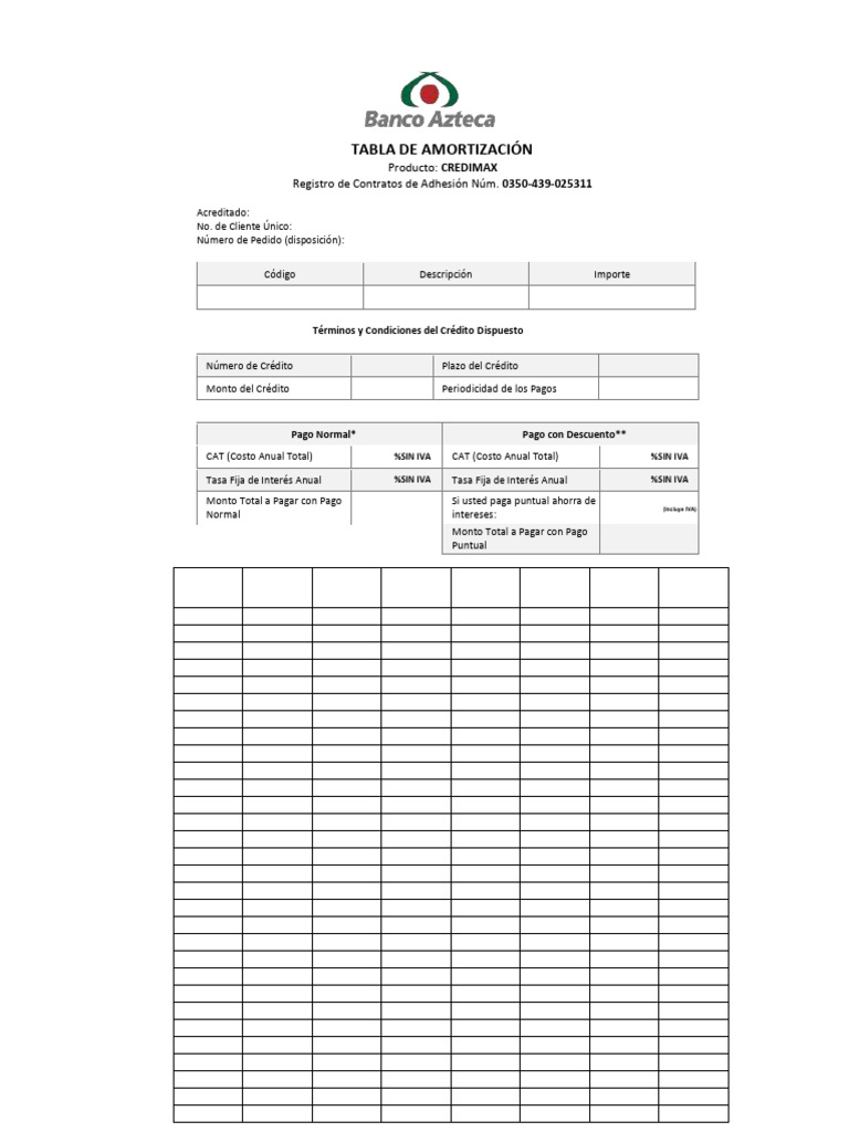 Tabla de Amortización de Seguro | PDF | Crédito | Finanzas y dinero
