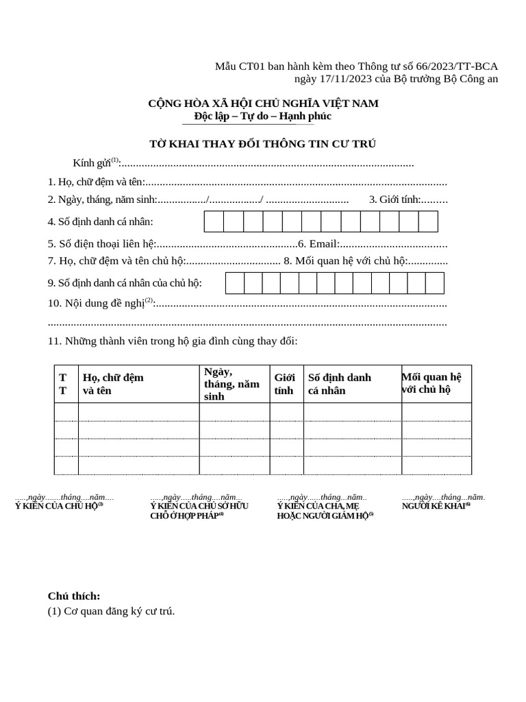 Mẫu CT01 - 66 | PDF