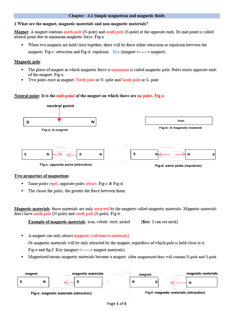 4.1 Simple magnetism and magnetic fields | PDF | Magnet | Magnetism