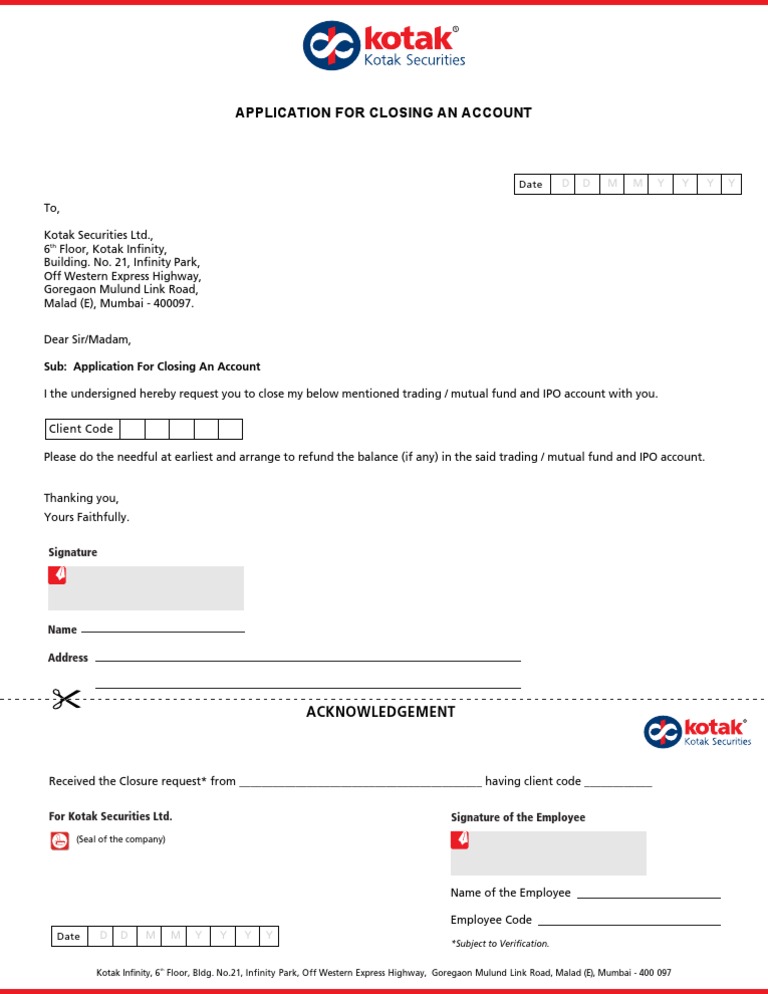 Account Closure Request Form | PDF