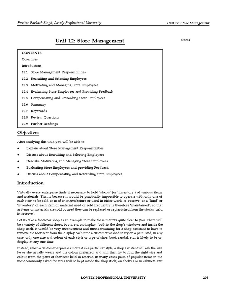 Store Management Responsibilities Guide | PDF | Employment ...