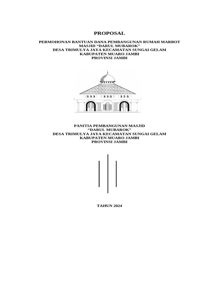Proposal Dana Pembangunan Masjid Darul Mubarok | PDF