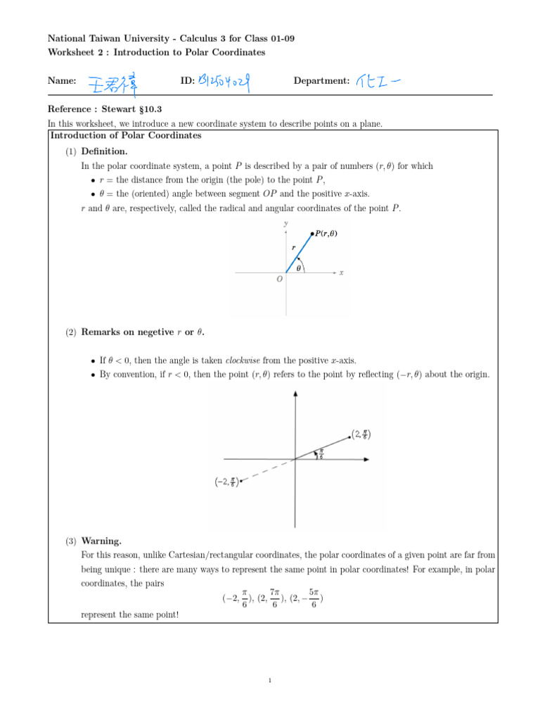 Introduction to Polar Coordinates | PDF | Coordinate System | Cartesian ...