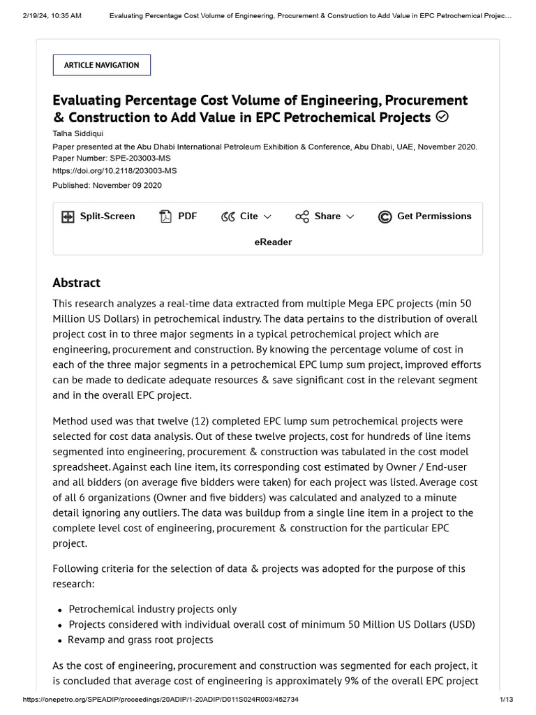 Cost Analysis in EPC Petrochemical Projects | PDF | Procurement | Insurance