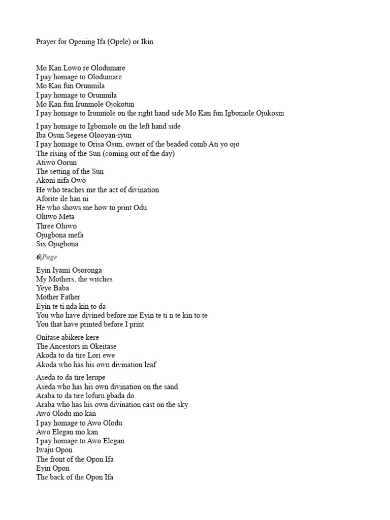 Ifa Prayer for Opele and Ikin Ceremony | PDF