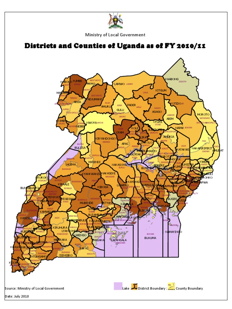 Map of Uganda - Districts - July 2010 | PDF