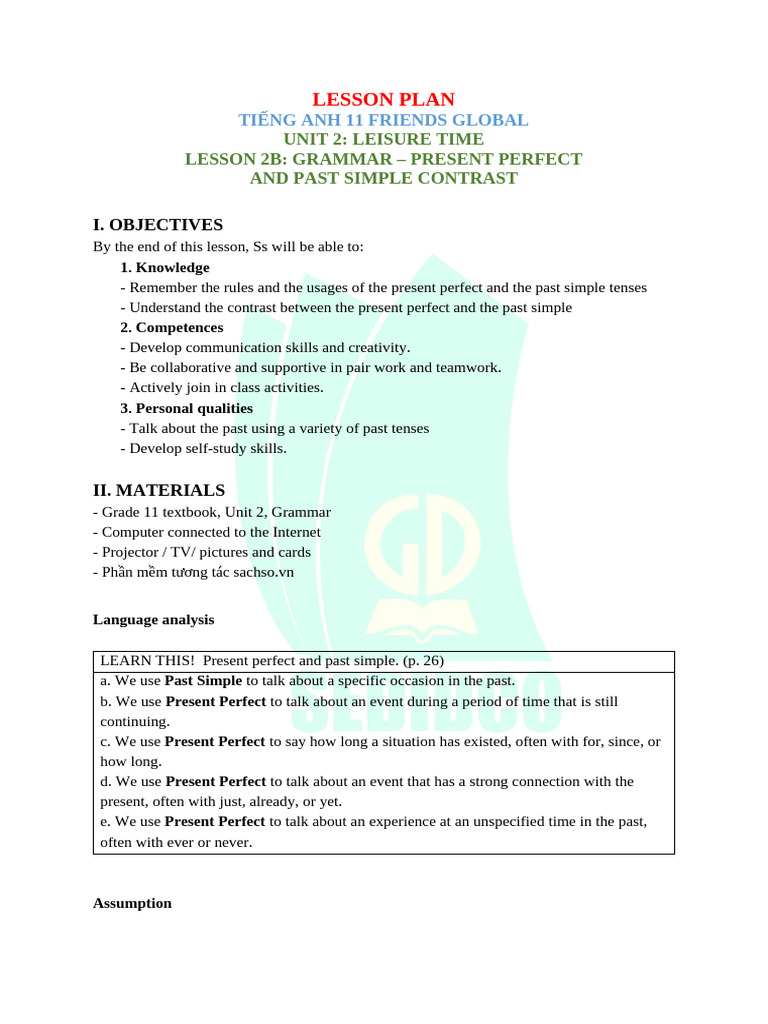 Present Perfect vs Past Simple Lesson | PDF | Grammatical Tense | Phrase