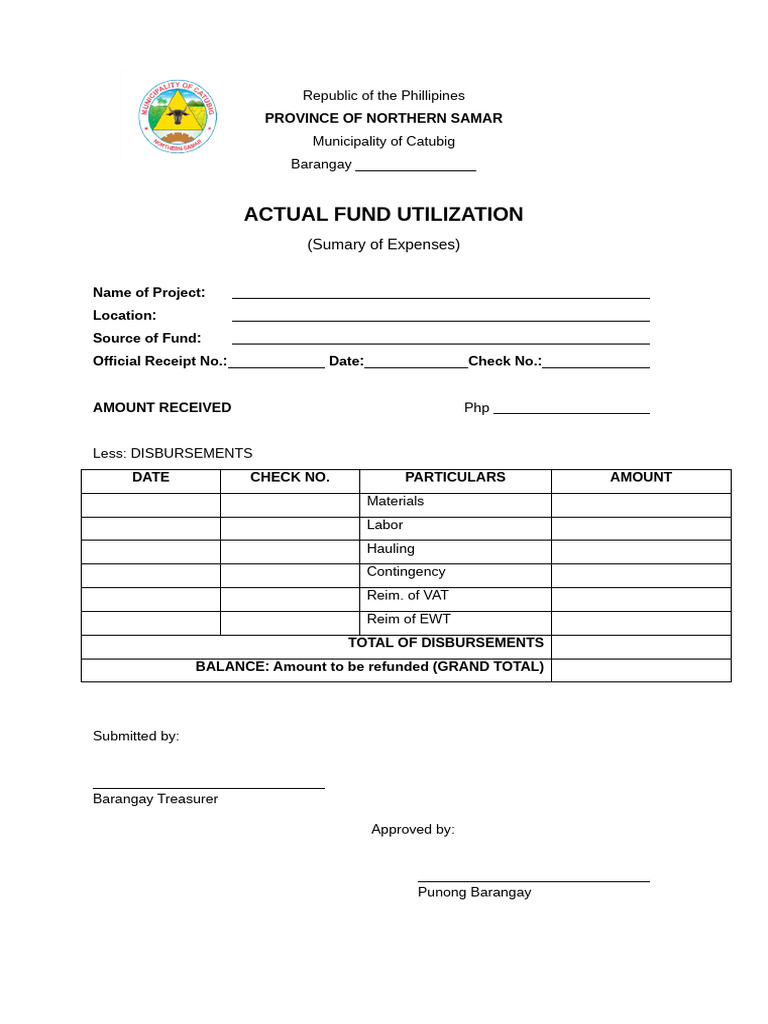 Catubig Fund Utilization Summary | PDF | Finance & Money Management