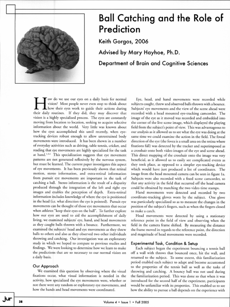2005 Ball Catching and The Role of Prediction | PDF