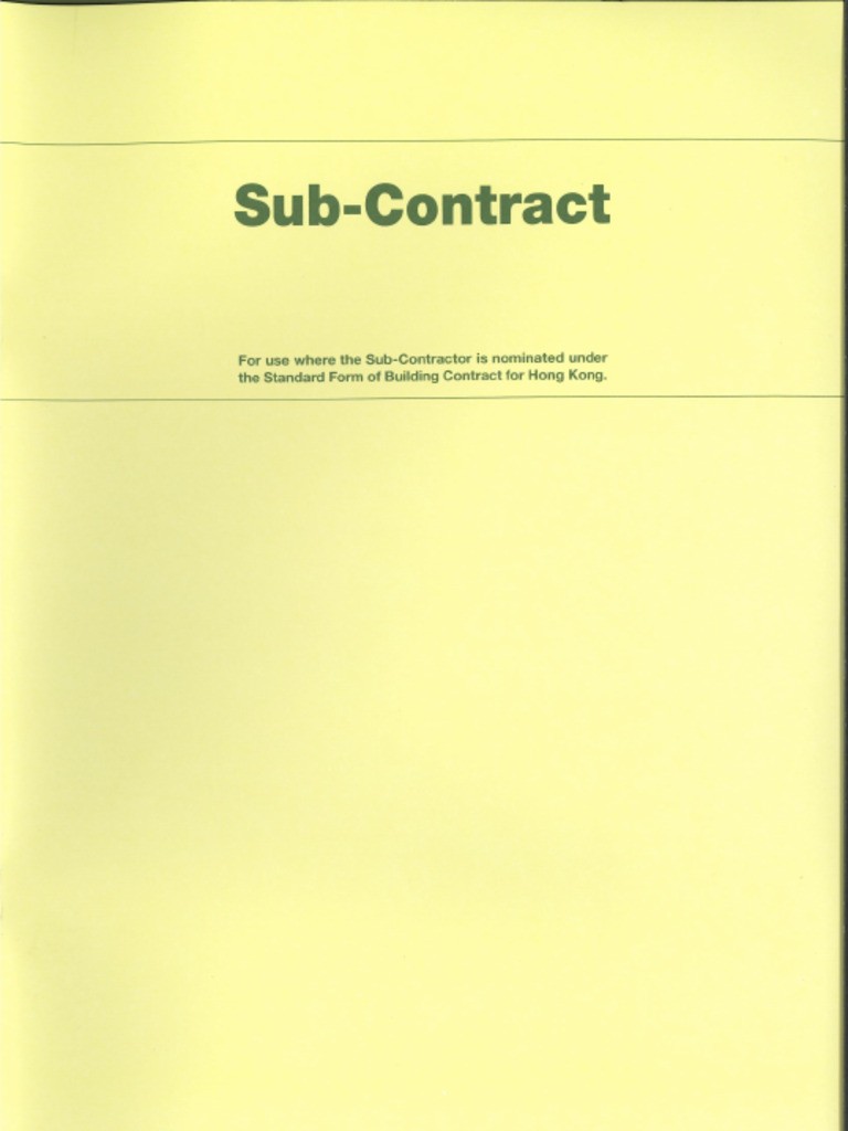 Sub Contract 2000 | PDF