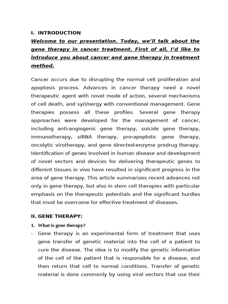 Gene Therapy Advances in Cancer Treatment | PDF | Gene Therapy | Viral ...