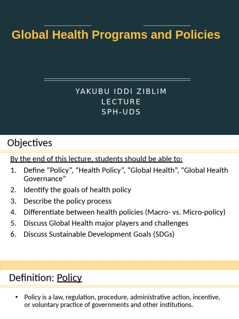 7 Global Health Policies Lecture 2 Pdf Sustainability