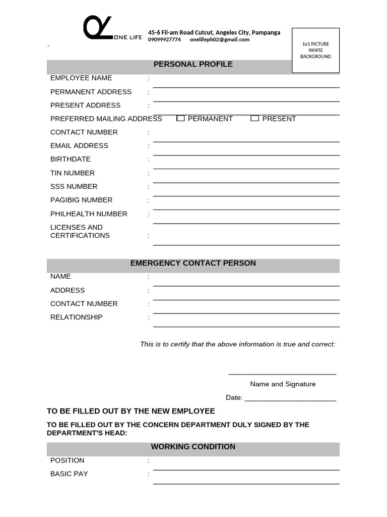 Employee Information Form | PDF