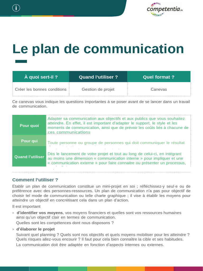 Élaboration d'un Plan de Communication | PDF | la communication ...